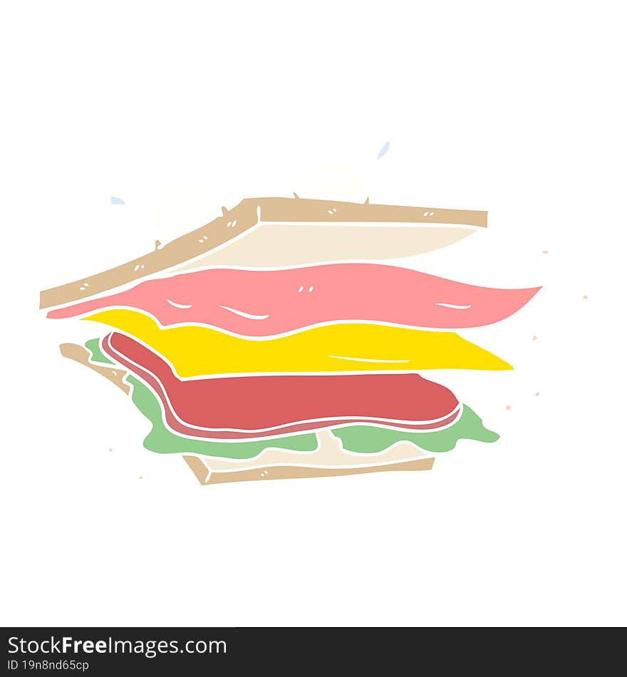 sandwich flat color style cartoon character