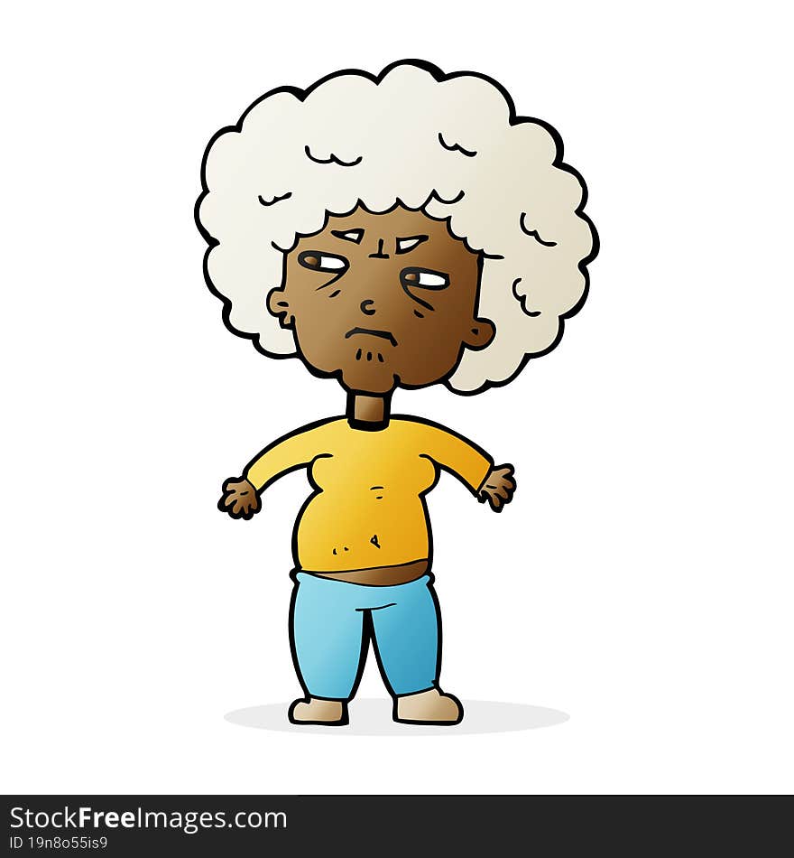 cartoon annoyed old woman