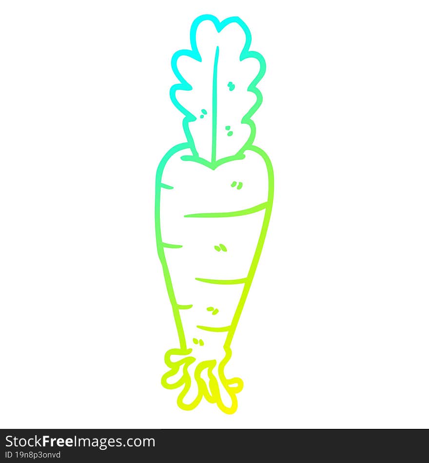 cold gradient line drawing of a cartoon carrot