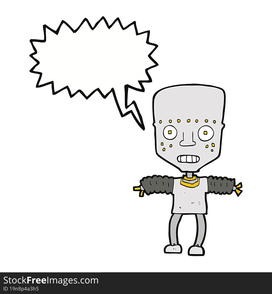 cartoon robot with speech bubble