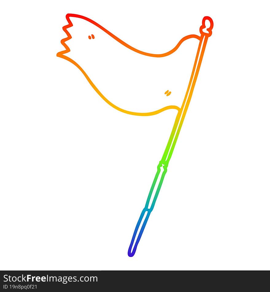 rainbow gradient line drawing cartoon blue flag