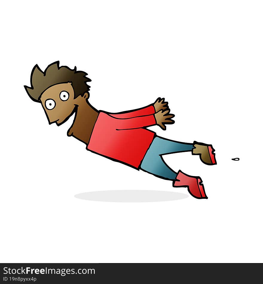 cartoon drenched man flying