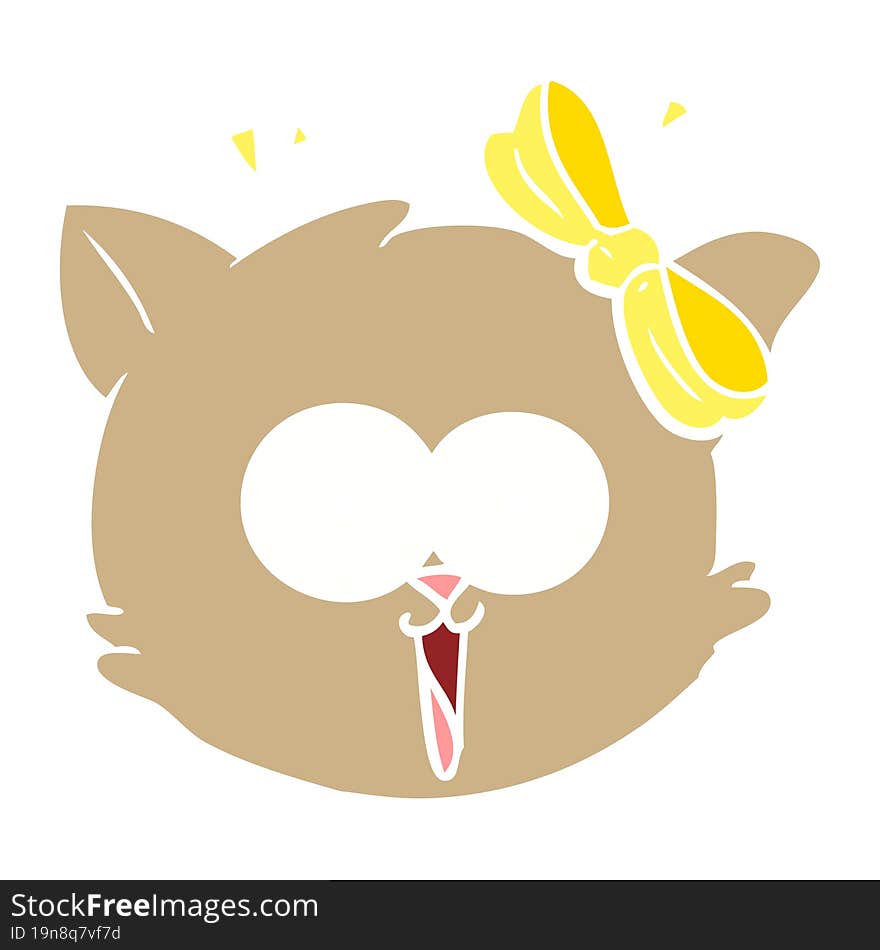 flat color style cartoon surprised cat face