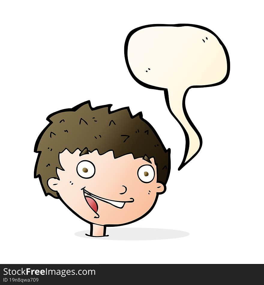 Cartoon Laughing Boy With Speech Bubble