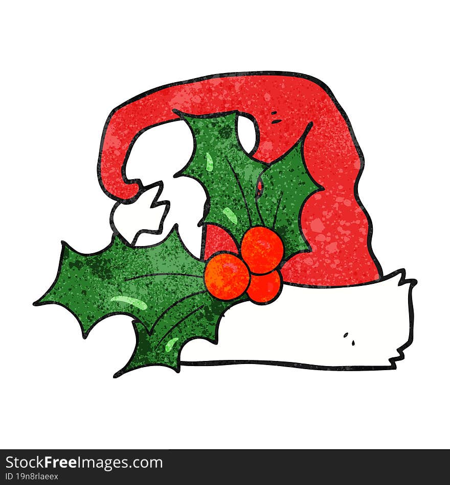 textured cartoon christmas holly hat