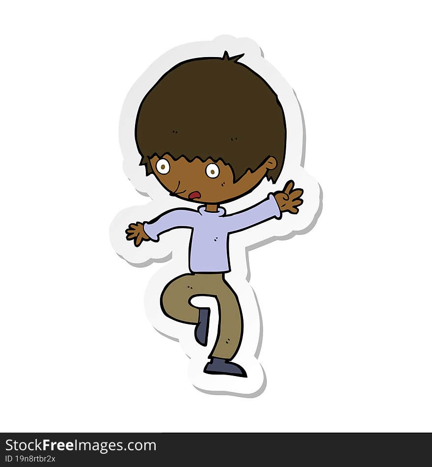 sticker of a cartoon panicking man