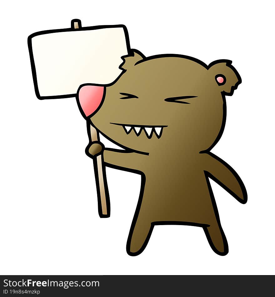 angry bear cartoon protesting. angry bear cartoon protesting