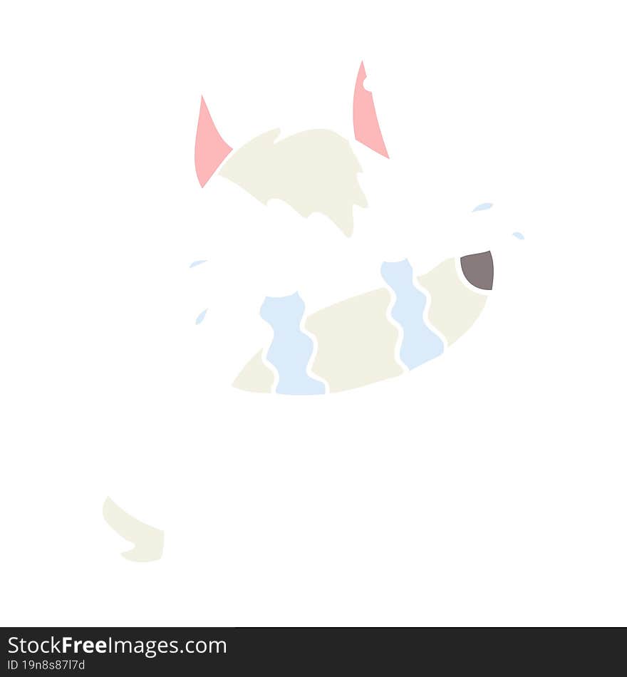 Flat Color Style Cartoon Crying Wolf