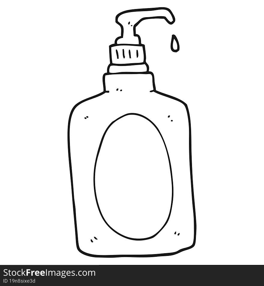 freehand drawn black and white cartoon hand soap