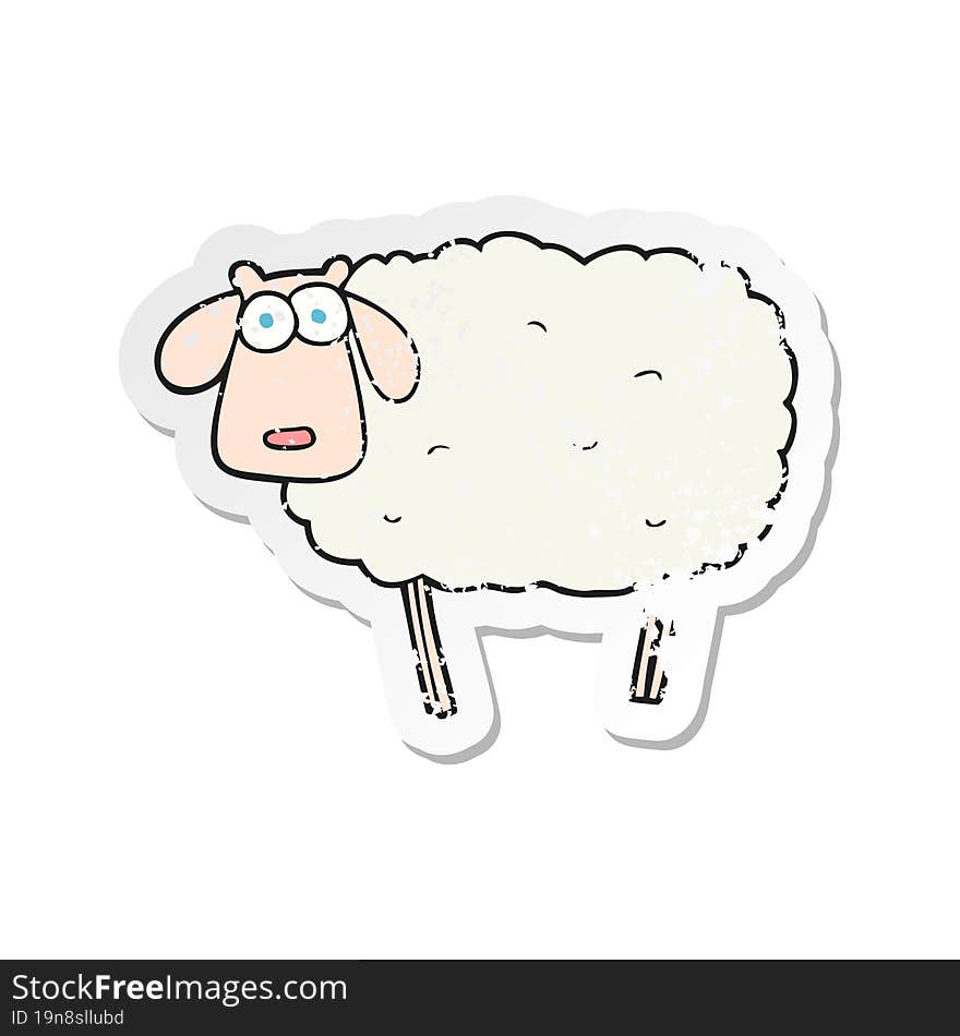 retro distressed sticker of a cartoon sheep