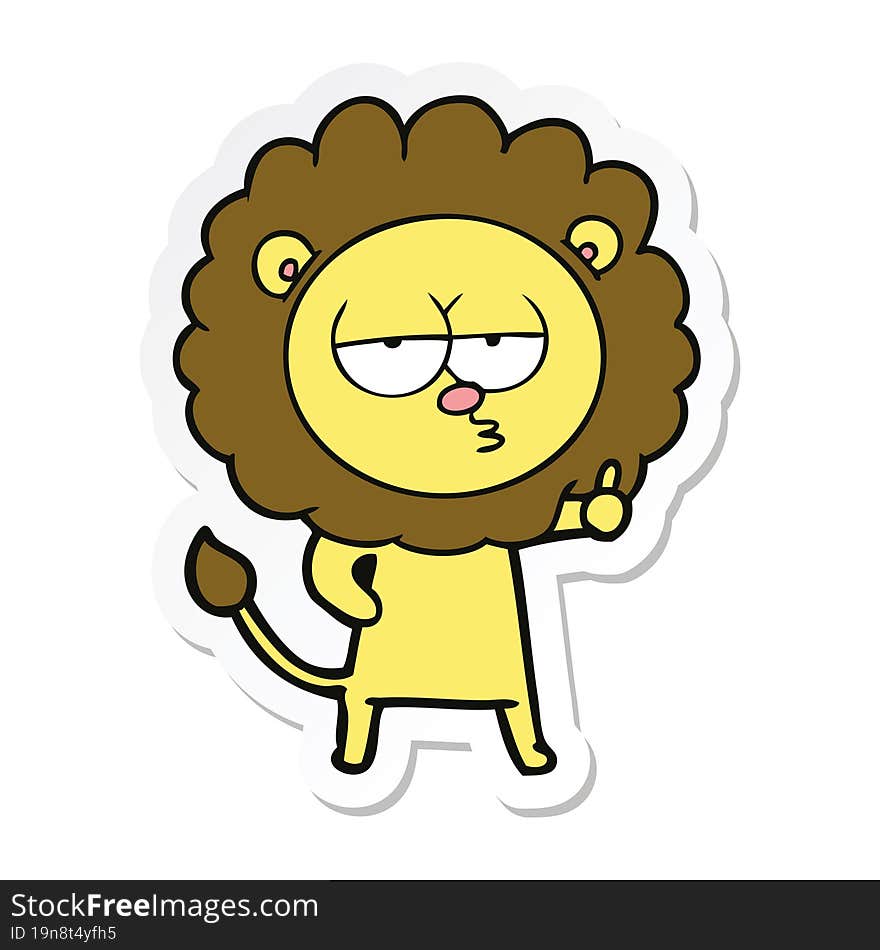 sticker of a cartoon bored lion