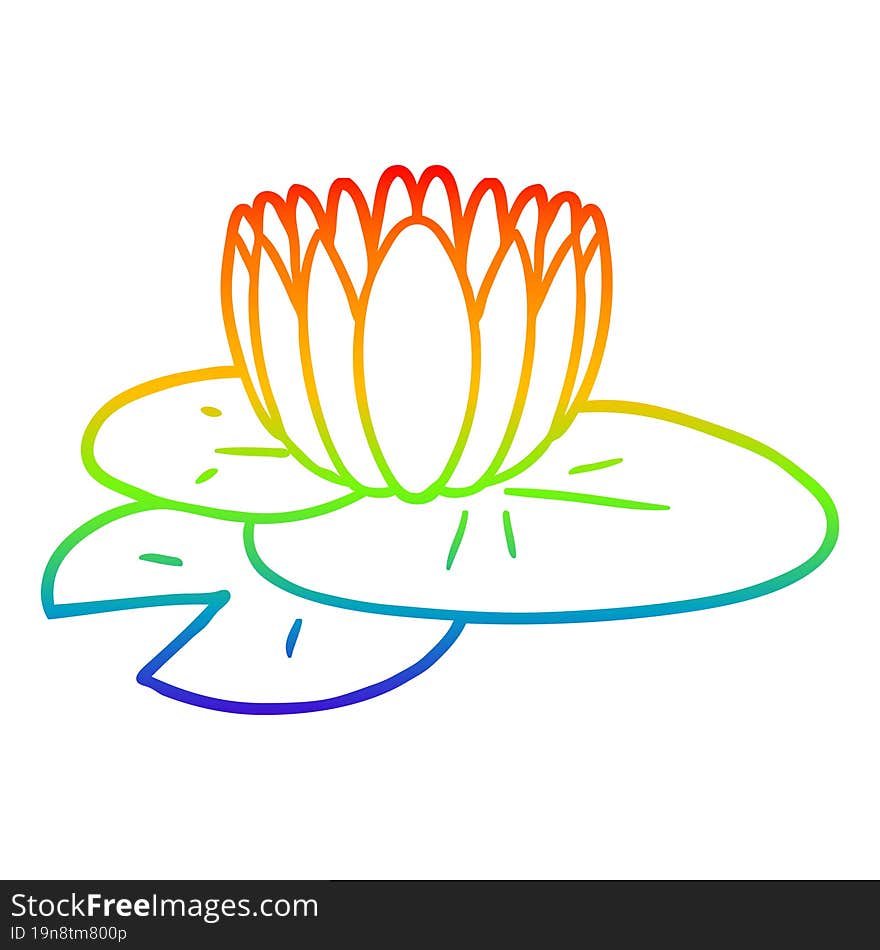 rainbow gradient line drawing cartoon water lily