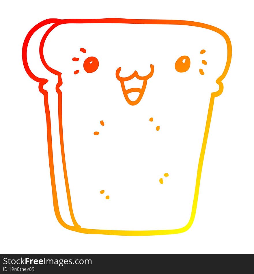 Warm Gradient Line Drawing Cartoon Slice Of Bread