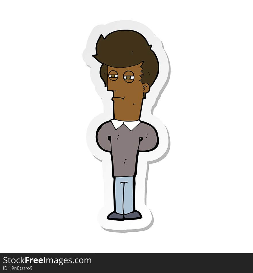 Sticker Of A Cartoon Jaded Man