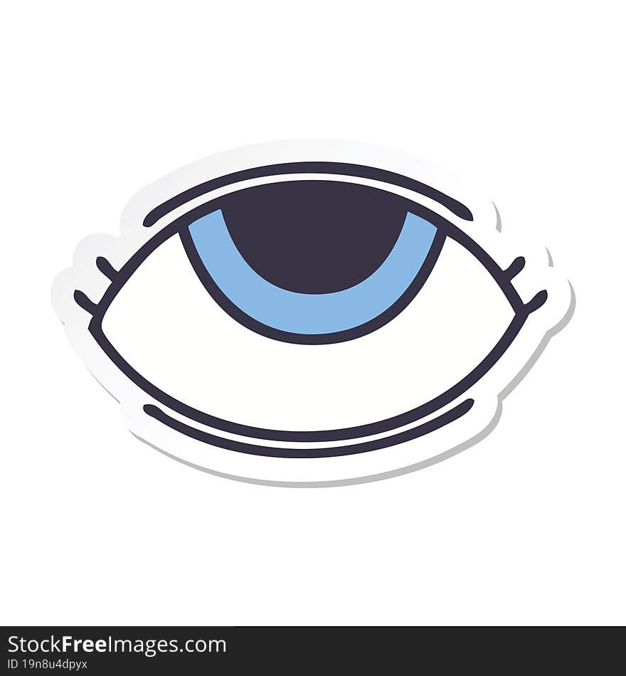 Sticker Of A Cute Cartoon Eye Looking Up