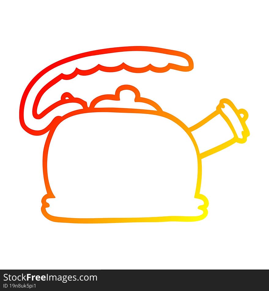 warm gradient line drawing cartoon whistling kettle