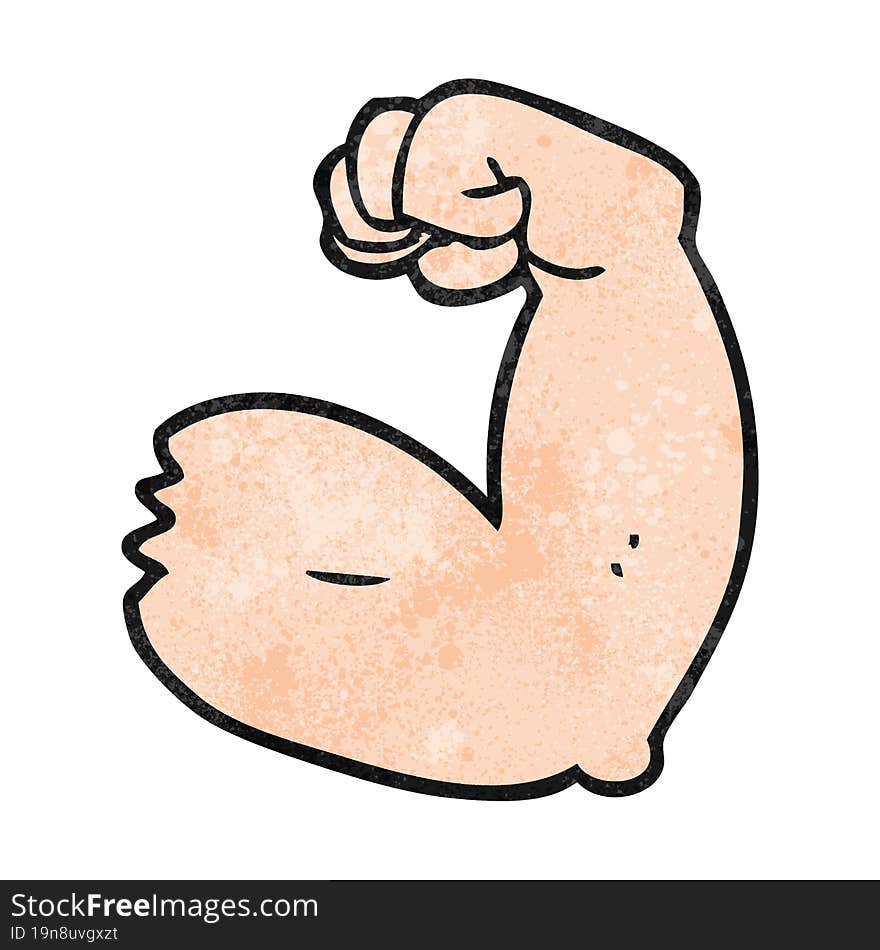 Textured Cartoon Strong Arm Flexing Bicep