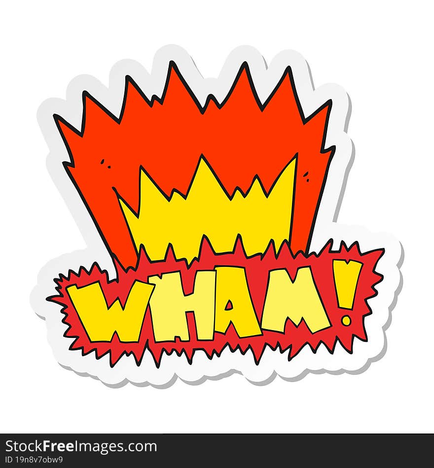 sticker of a cartoon wham symbol