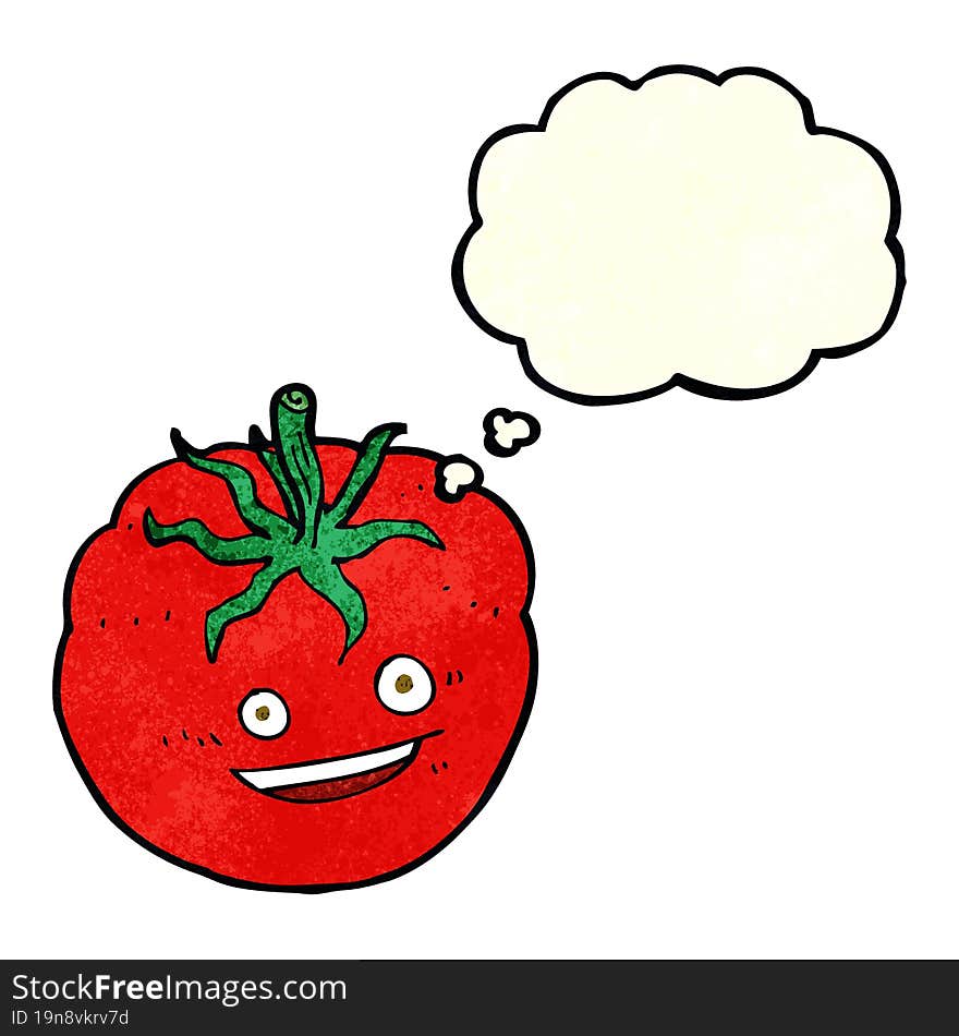 Cartoon Happy Tomato With Thought Bubble