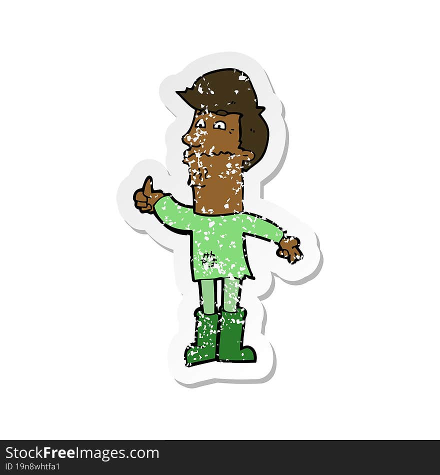 retro distressed sticker of a cartoon nervous man