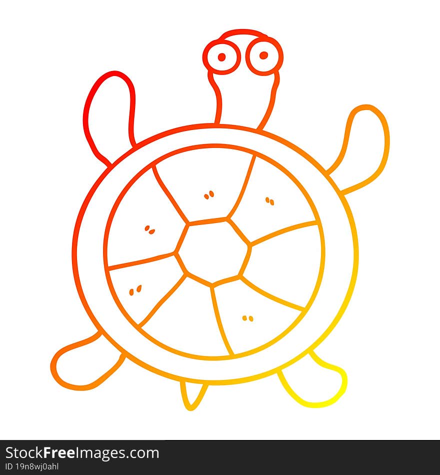 warm gradient line drawing cartoon turtle