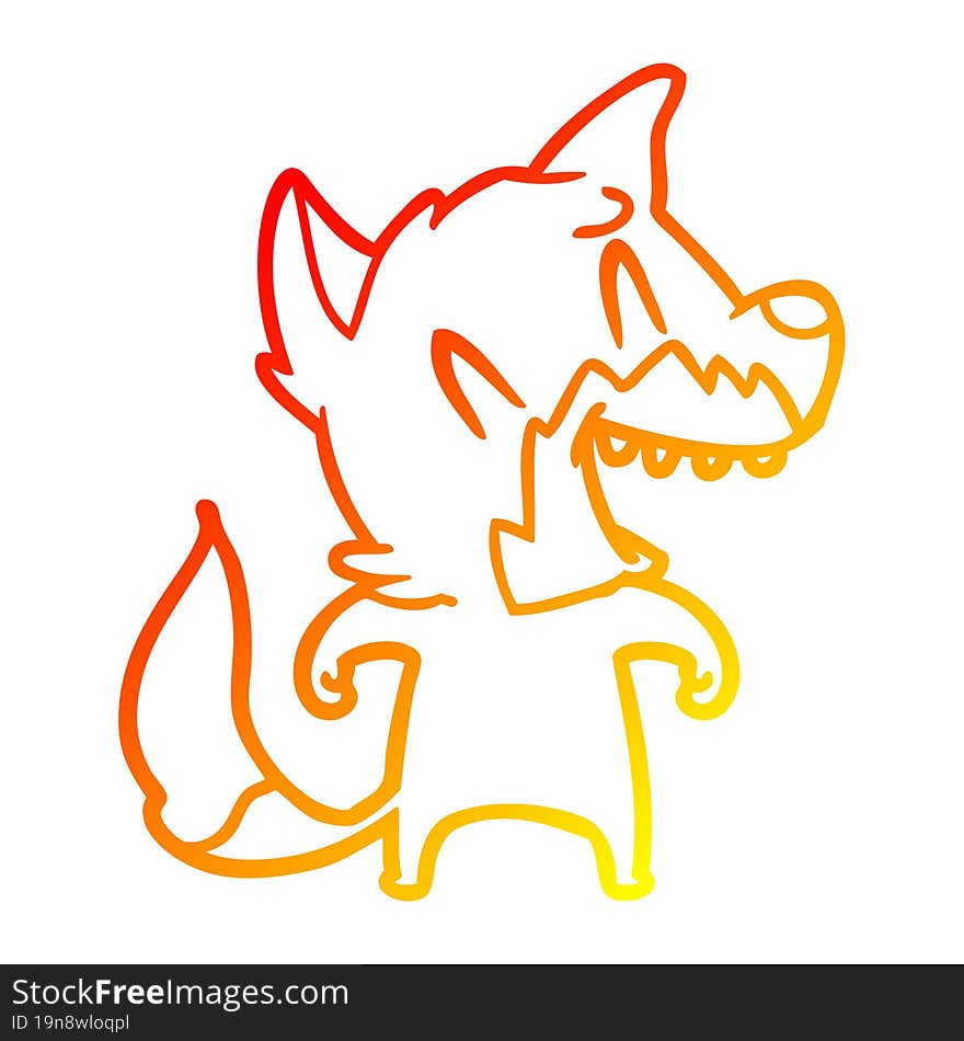 warm gradient line drawing laughing fox cartoon