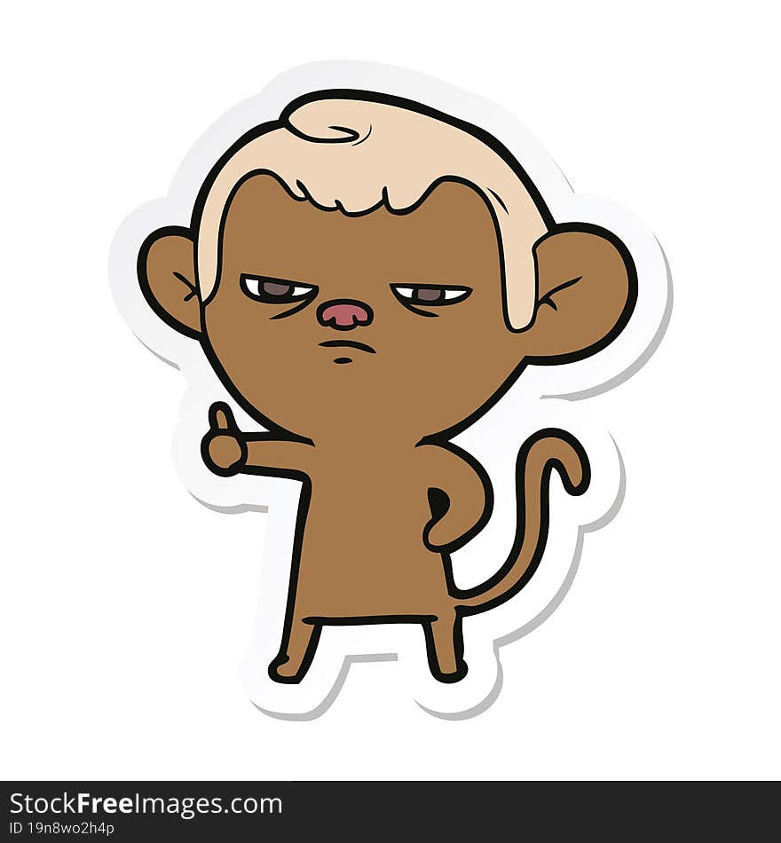 sticker of a cartoon annoyed monkey