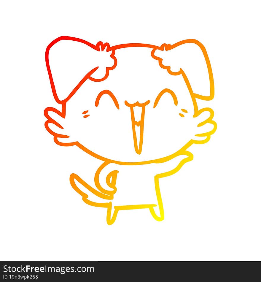 warm gradient line drawing happy little dog cartoon