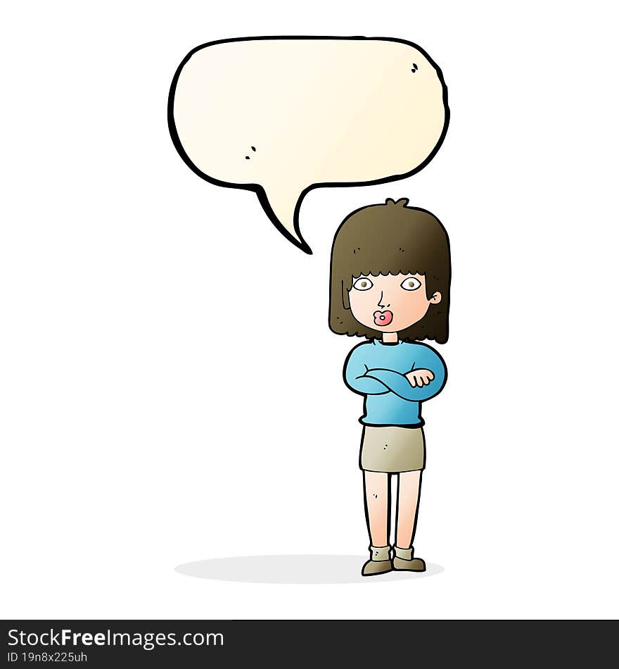 Cartoon Impatient Woman With Speech Bubble