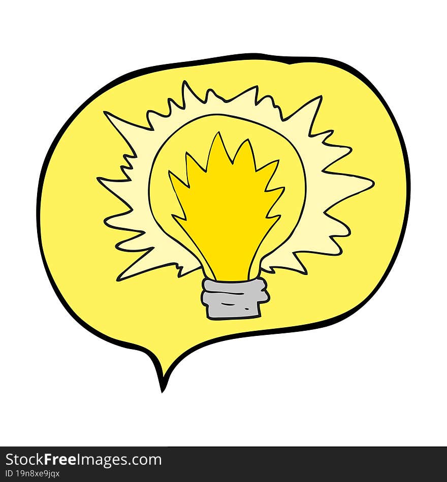 speech bubble cartoon light bulb