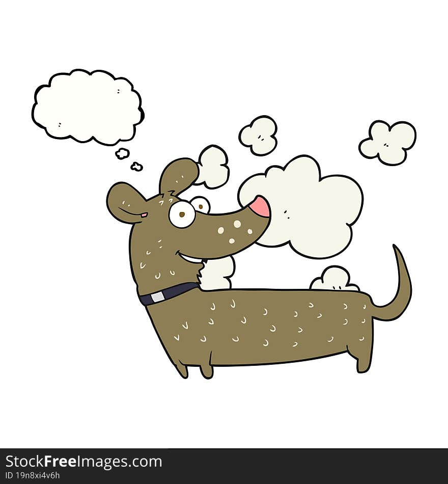 freehand drawn thought bubble cartoon happy dog