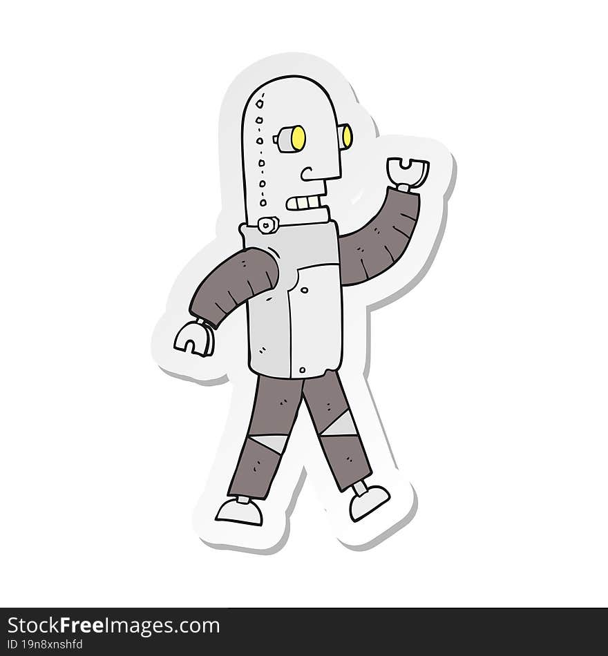 Sticker Of A Cartoon Robot