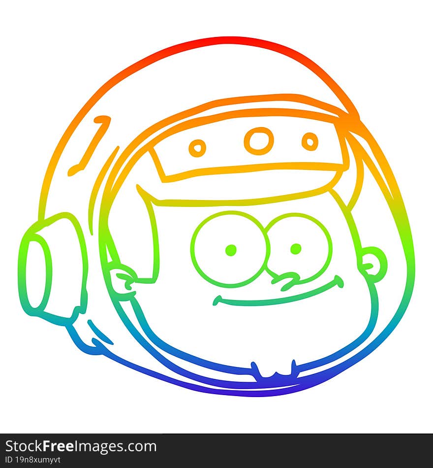 rainbow gradient line drawing cartoon astronaut face