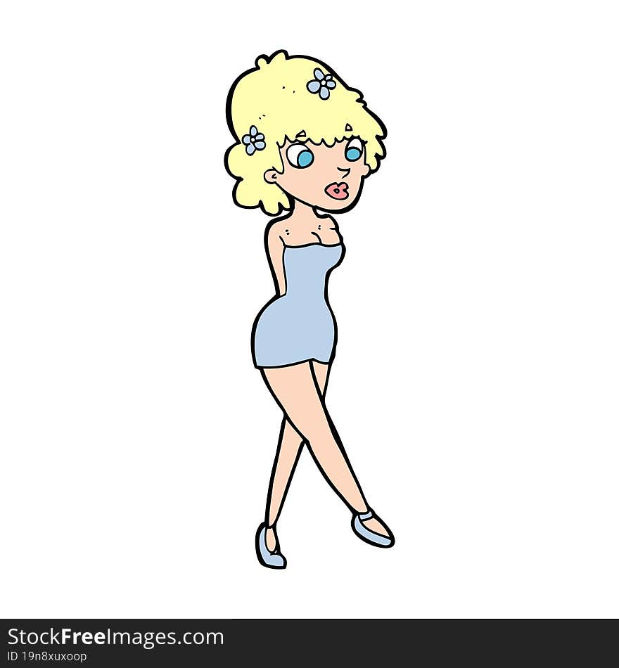 cartoon woman posing in dress