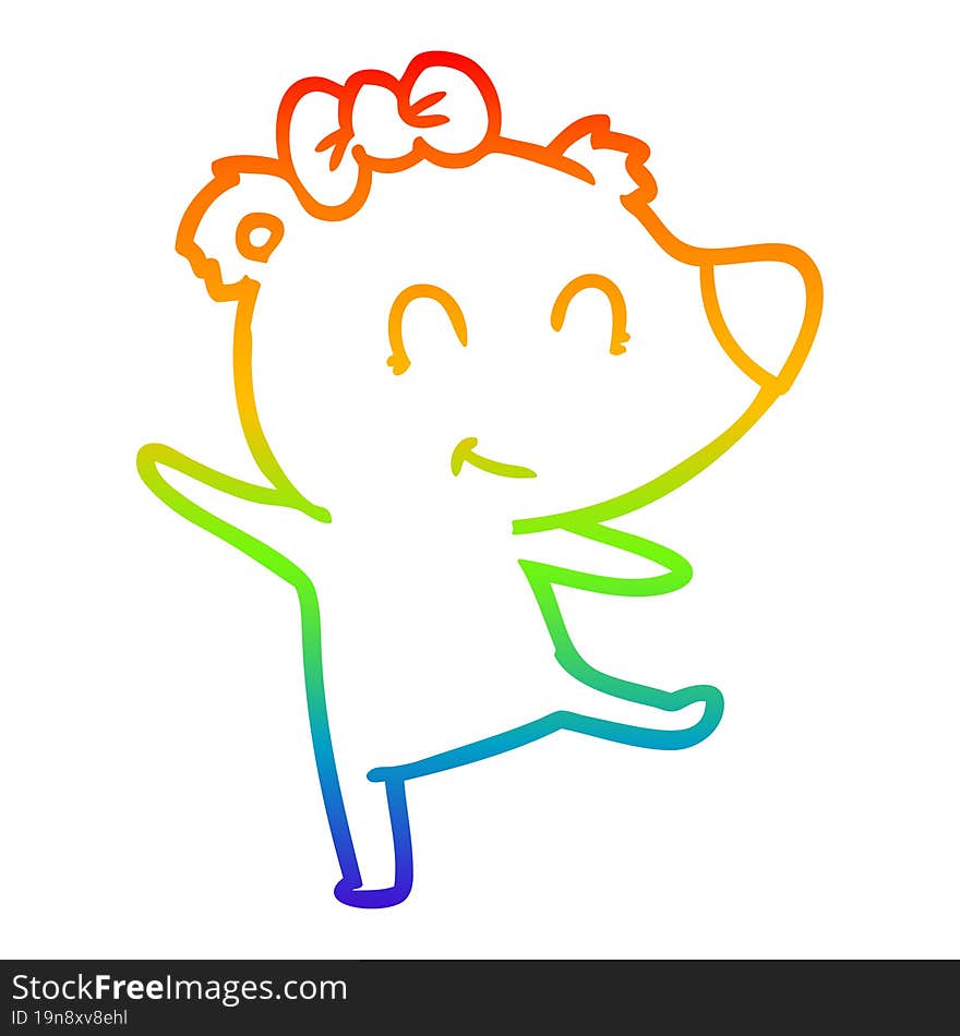 rainbow gradient line drawing female bear cartoon