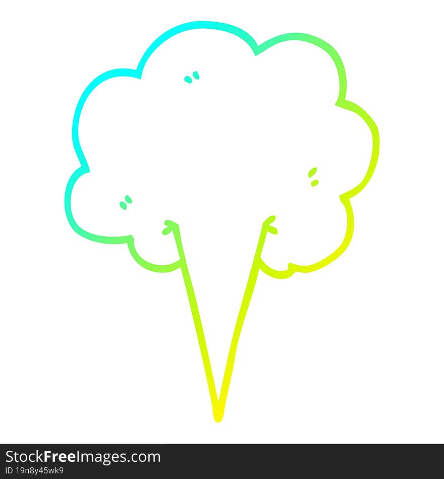 cold gradient line drawing of a cartoon gust of air