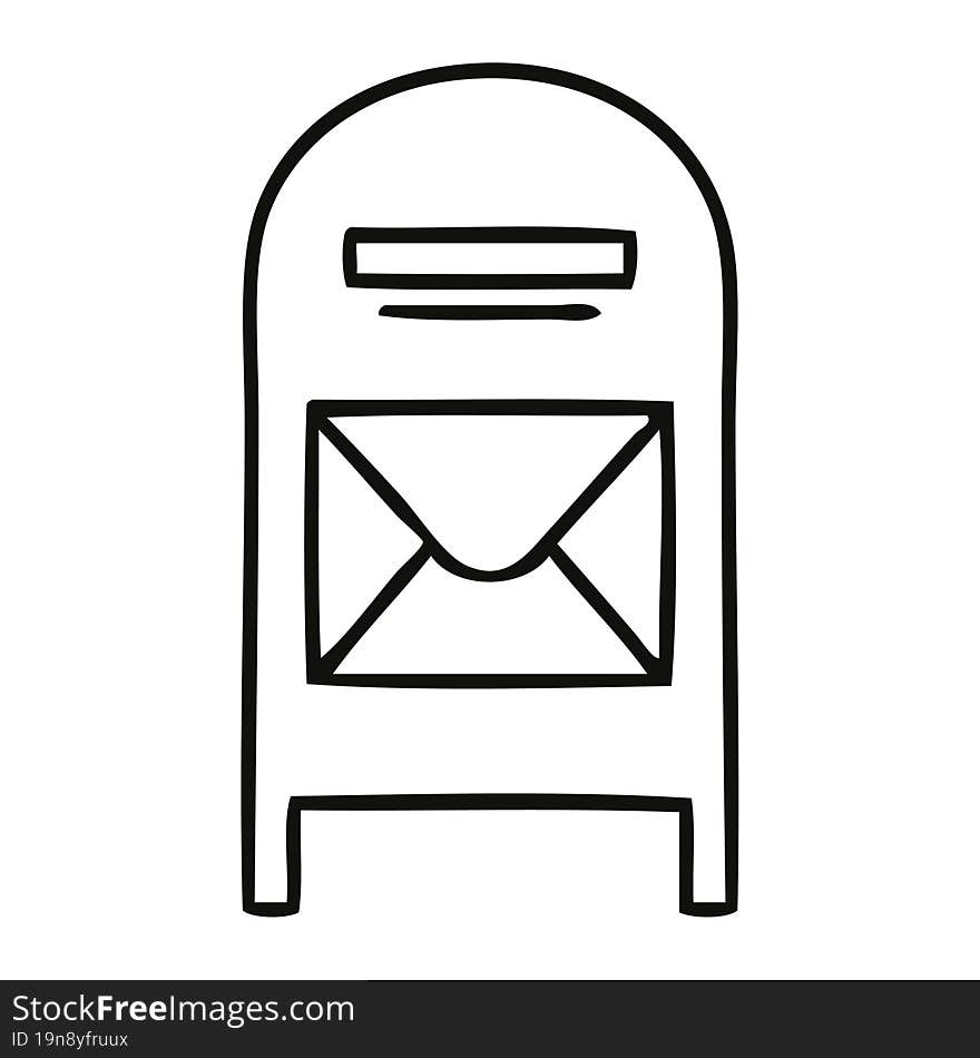 line drawing cartoon mail box