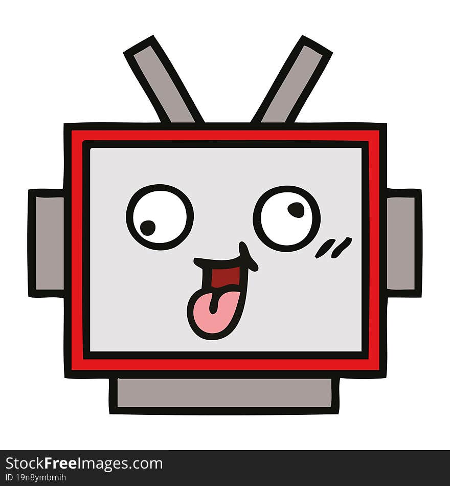 Cute Cartoon Robot Head