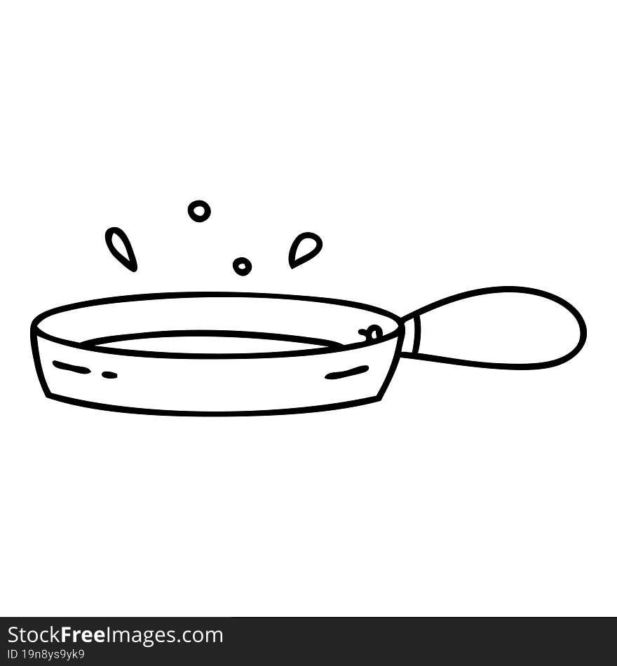 line doodle of a sizzling frying pan. line doodle of a sizzling frying pan