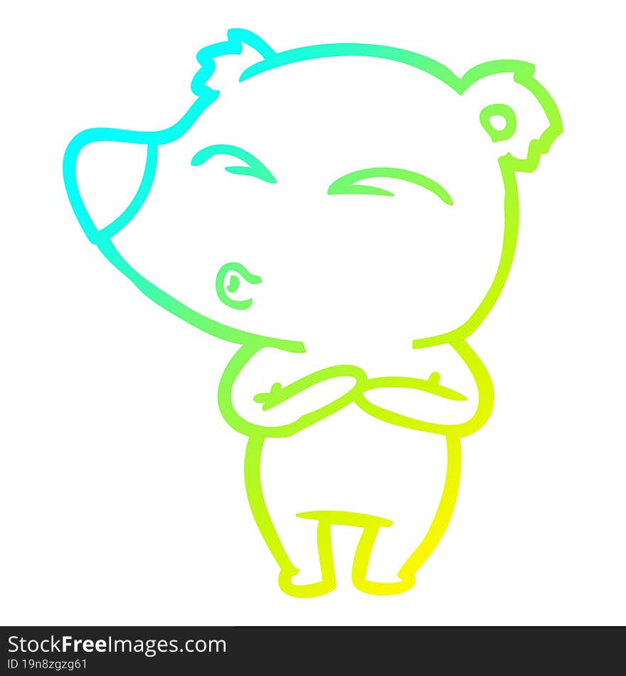 cold gradient line drawing cartoon whistling bear