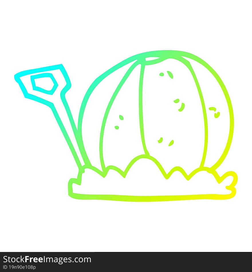 cold gradient line drawing cartoon beach ball and spade