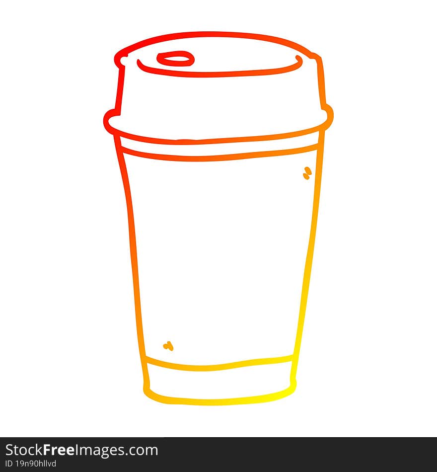 warm gradient line drawing cartoon take out coffee