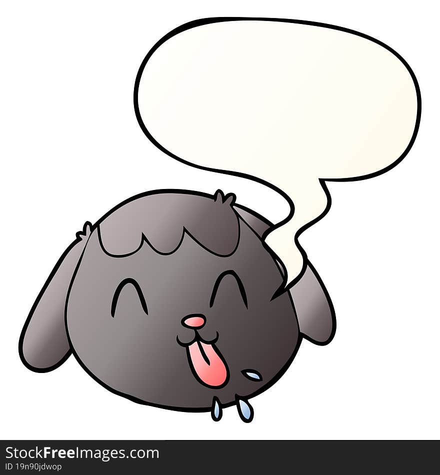 cartoon dog face with speech bubble in smooth gradient style