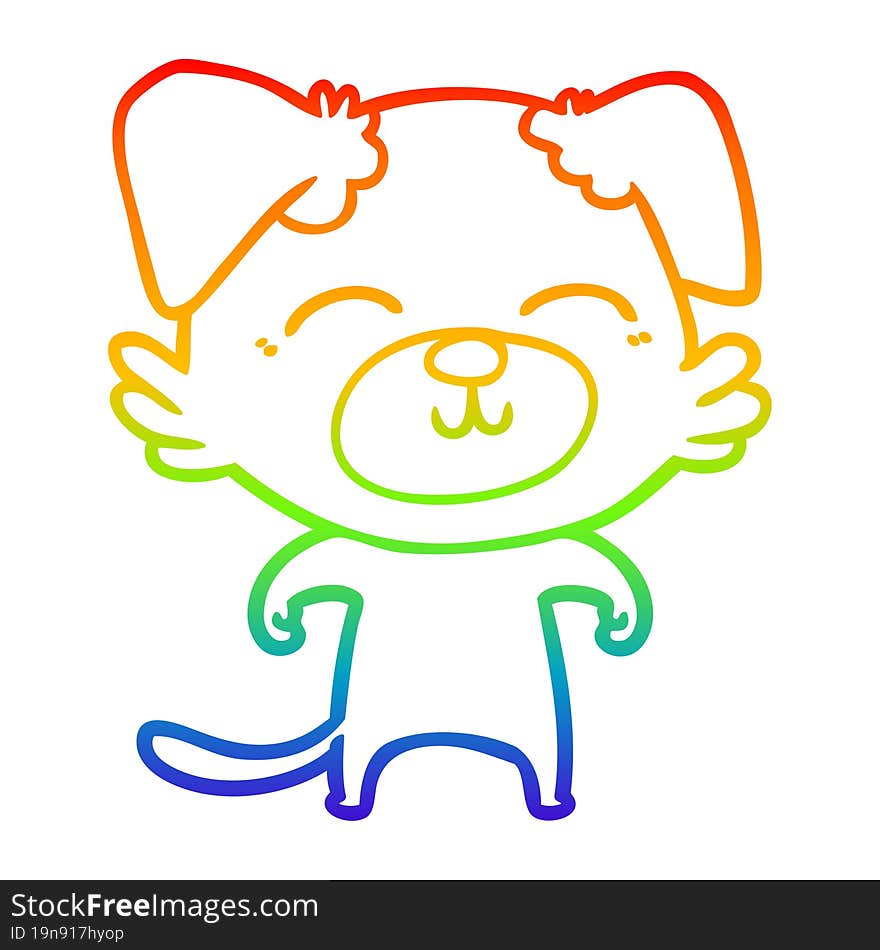 rainbow gradient line drawing of a cartoon dog