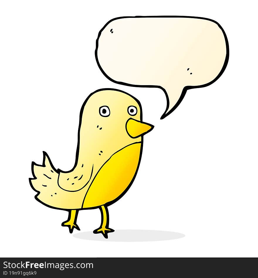 Cartoon Yellow Bird With Speech Bubble