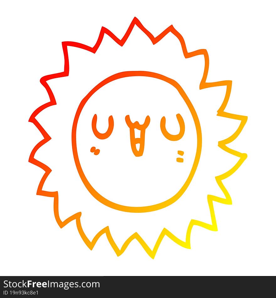 warm gradient line drawing cartoon sun