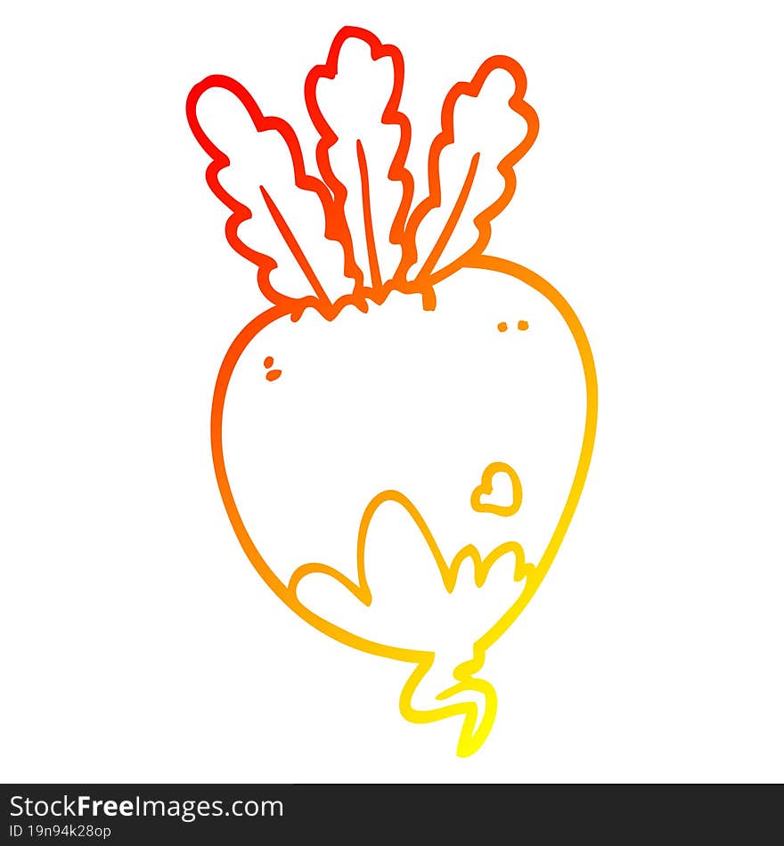 warm gradient line drawing of a cartoon beet root