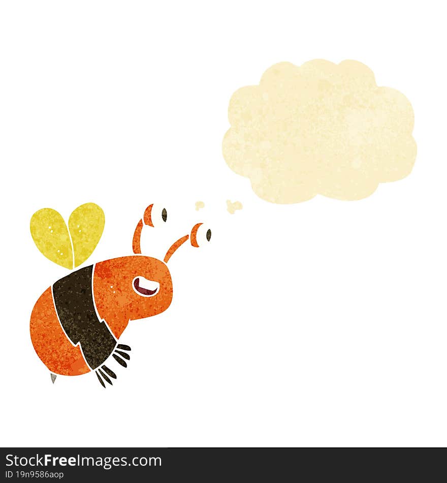 cartoon happy bee with thought bubble