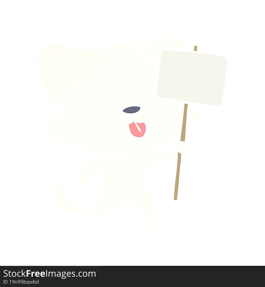 flat color style cartoon dog holding sign post