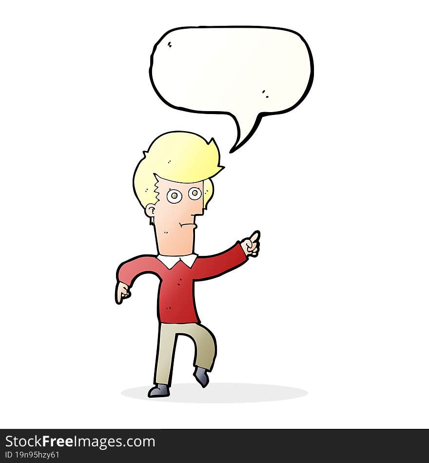 cartoon man pointing with speech bubble